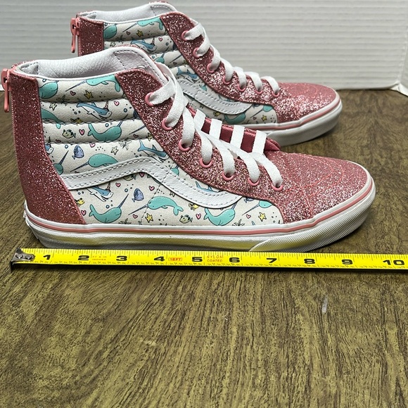 Vans Sk8-Hi Narwhal Shark Party Hi Tops Pink Glitter Sneakers Size 5.5 - Picture 16 of 16